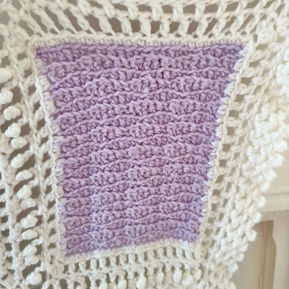 Vintage Handmade Granny‎ Square Crocheted Baby Blanket